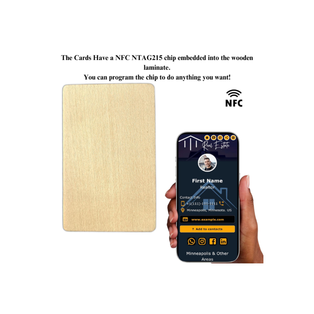 NFC Wooden Card – 2PC Customizable & Programmable Combo! 🌳 - Image 3