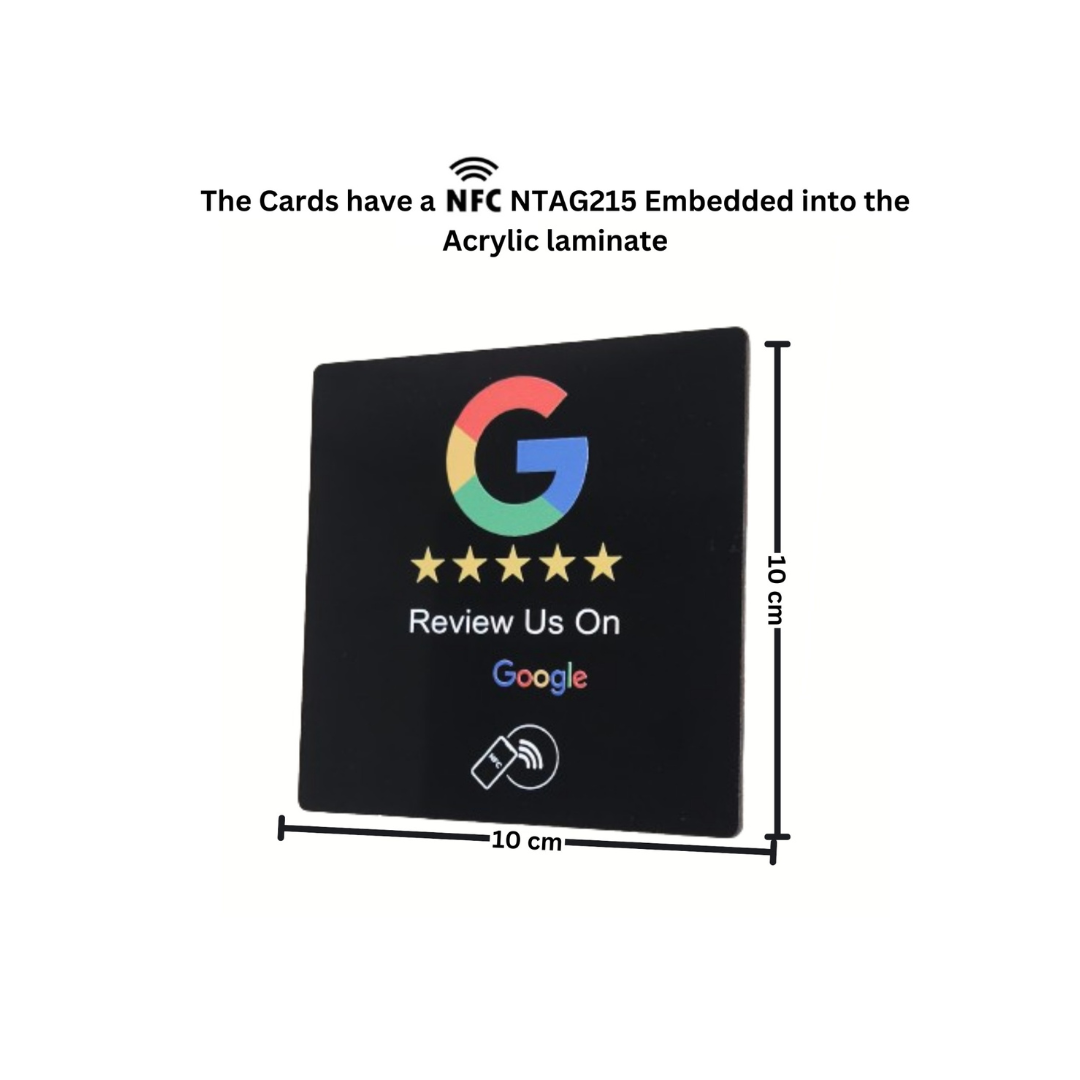 Square NFC Google Review Acrylic Sticking Card – Black - Image 2